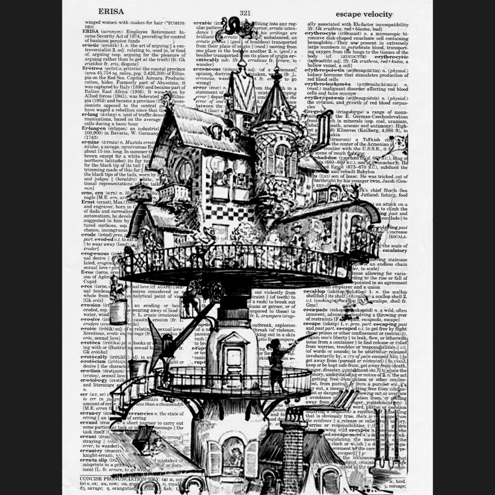 Vintage Fantasy House Dictionary Art Print Decor